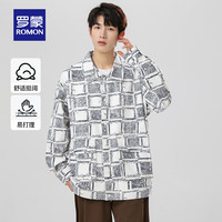 罗蒙(ROMON)情侣款翻领夹克2024秋季新款时尚潮流男女同款休闲格子外套