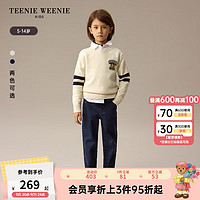 Teenie Weenie Kids小熊童装24秋冬新男童休闲学院风羊毛套头毛衣 象牙白 120cm