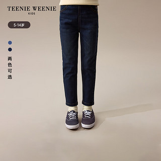 Teenie Weenie Kids小熊童装24秋冬新款女童弹力加绒牛仔铅笔长裤