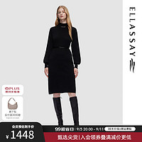 歌力思（ELLASSAY）2024秋季新款绵羊毛柔软舒适时尚百搭连衣裙EWD353M03400 经典黑