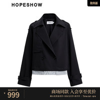 红袖英伦风短外套秋季2024女装层次复式翻领时尚通勤风衣 中世纪藏蓝492 L