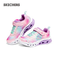 斯凯奇（Skechers）闪灯鞋魔术贴透气运动鞋302315L 粉红色/多彩色/PKMT 33.5码