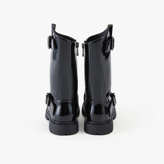 little MO&Co.little moco童装24新款男女童鞋宽筒骑士靴中筒靴KBD3SHS006 黑色 内长2