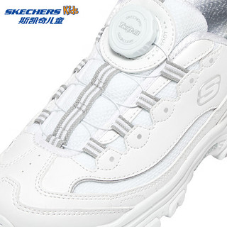 斯凯奇（Skechers）女大童鞋老爹鞋旋钮免系鞋带302577L 白色/银色/WSL 35码