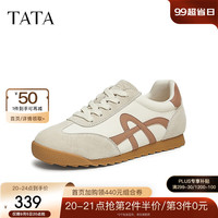 他她(TATA)休闲复古阿甘鞋女鞋银色平底运动鞋2024秋季新款WP702CM4