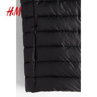 H&M男装2024秋季轻便连帽棉背心1251443 黑色 180/116 XL