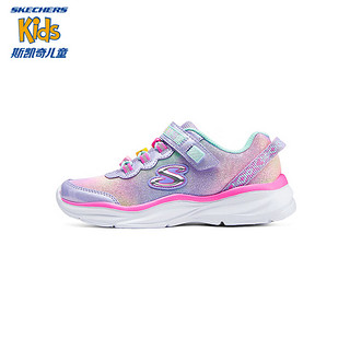 Skechers斯凯奇儿童春秋时尚休闲鞋女童公主轻便舒适运动鞋303623L 薰衣草色/多彩色/LVMT 32码