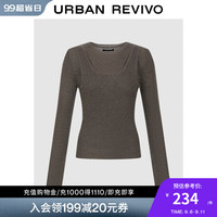 UR2024秋冬新款女装时髦假两件设计感修身针织衫UWH940093 咖啡色