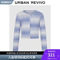 UR【HOT】2024秋冬新款女装撞色渐变肌理针织开衫UYL940006 深蓝花灰