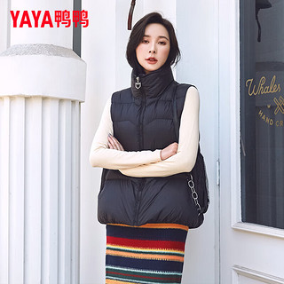 鸭鸭羽绒服鸭鸭（YAYA）羽绒马甲女短款2024年冬季时尚休闲立领宽松马夹背心潮YZ 黑色 165/88A(L)