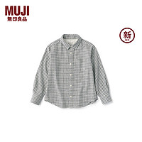 无印良品（MUJI）大童 法兰绒 长袖衬衫 儿童衬衣童装男童女童 CB1KKA4A 灰色格纹 150/76A