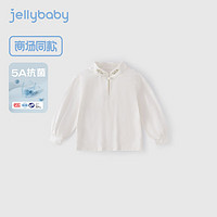 JELLYBABY秋装女童T恤5A抗菌2024中大童新中式长袖上衣童装古风衣服 米白 1