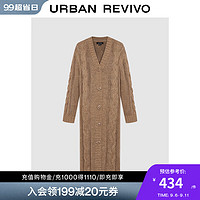 URBAN REVIVO UR2024秋冬女美拉德慵懒风设计感纽扣针织开衫UWH940087 卡其 M