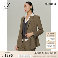 玖姿（JUZUI）优雅气质通勤西装外套女2024秋季JWDQ40102 格绿灰 L