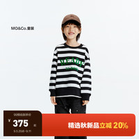little MO&Co.little moco童装24秋装男女童纯棉条纹套头圆领长袖百搭卫衣 黑白条色 140/68