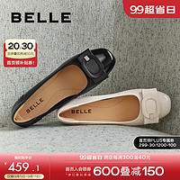 BeLLE 百丽 真皮粗跟通勤单鞋B5M1DCQ4 黑色 36