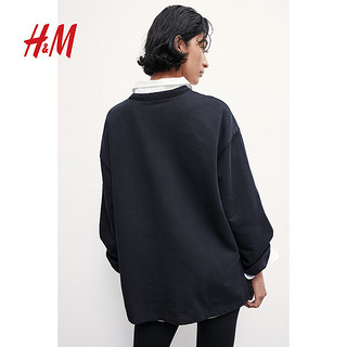 H&M2024秋季女装宽松版卫衣1247724 黑色 170/116