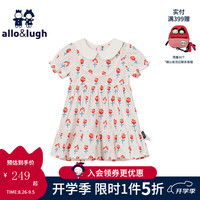 allo&lugh阿路和如童装女童夏季连衣裙娃娃领可爱纯棉舒适裙子 印花 1
