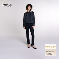 Maje2024秋季新款女装设计感黑色短款宽松镂空衬衫上衣MFPCM00584 黑色 T