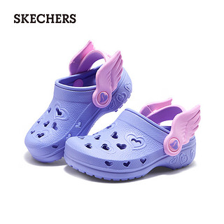 斯凯奇（Skechers）2024年夏季女童一脚蹬洞洞鞋透气308360N 薰衣草色/粉红色/LVPK 22码