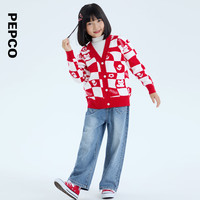 小猪班纳童装2024秋装新款儿童V领毛衣中大童女童开衫女孩秋季潮