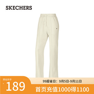 斯凯奇（Skechers）2024女子运动长裤中腰修身华夫格P424W037 珍珠白/02EP L