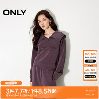 ONLY2024秋季休闲海军领字母刺绣短款长袖卫衣女|12439S025 E16 葡萄干棕色 155/76A/XS