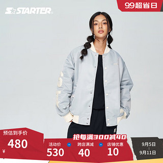 STARTER【24秋新】棒球夹克男女同款秋季美式复古宽松休闲外套 灰色 2XL