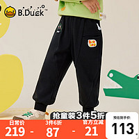 B.Duck小黄鸭童装宝宝针织长裤束脚2024秋季男童休闲裤子 黑色 90cm（A类）