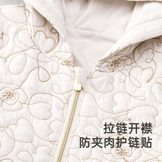 YeeHoO英氏【商场同款】三防棉服冬季保暖女童长袖连体衣新款爬服 奶油白