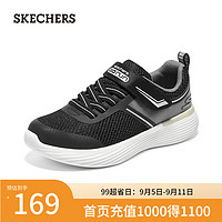 斯凯奇（Skechers）夏季透气网面魔术贴儿童运动鞋405098L 黑色/炭灰色/BKCC 32码