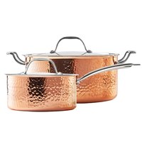 AMANDATASTES 曼食慢语 汤锅家用无涂层奶锅泡面蒸煮锅熬煮粥炖锅三层铜锤纹铜锅