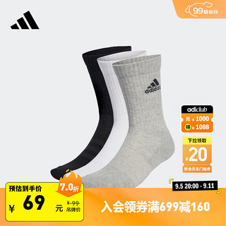 adidas 阿迪达斯 男女舒适运动袜子IA3951 中麻灰/白色/黑色/黑色 M