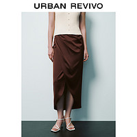 URBAN REVIVO UR2024夏季新款女装时尚气质魅力设计感褶皱半裙UWG540055