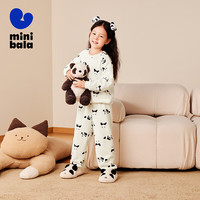 迷你巴拉 MINI BALA 【净电绒】冬季儿童双面绒家居服宝宝保暖厚款睡衣 白灰色调00312 140cm