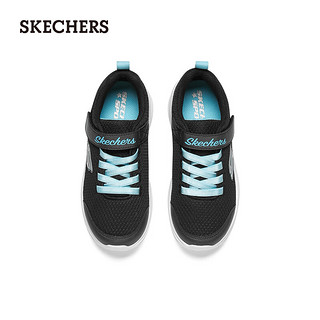 斯凯奇（Skechers）休闲鞋大童时尚透气运动鞋302450L 黑色/青绿色/BKTQ 38码