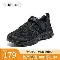 斯凯奇（Skechers）休闲鞋大童时尚透气运动鞋302450L 全黑色/BBK 32码