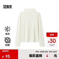 森马（Semir）长袖T恤女发热抗菌纯色2024冬修身套头衫百搭 奶白10501 S 155/80A