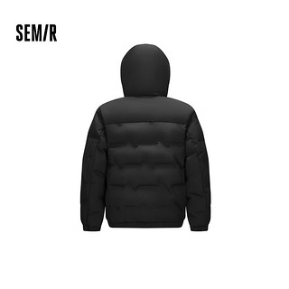 森马（Semir）羽绒服男2024防水连帽外套轻薄款冬装纯色百搭 黑色（灰鸭绒）90001 165/84A/S