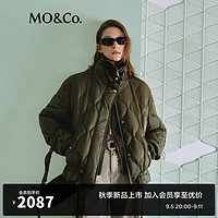 MO&Co.2024秋充绒高领抽绳下摆拉链按扣鸭绒羽绒服MBD3EINT09 橄榄绿色 S/160