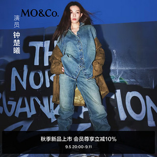 MO&Co.【钟楚曦同款】NOIR系列24秋新品复古落色赤耳牛仔裤MBD3JEN019 牛仔蓝色 2