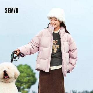 森马（Semir）羽绒服男2024冬季时尚撞色肌理印花面包服厚款外套潮 橡皮粉（白鸭绒）61214 160/80A/XS