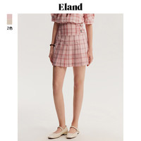 ELAND衣恋美拉德半身裙女百褶裙短款经典格纹学院风A字裙 浅粉色(26)L/Pink S/160