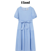 ELAND衣恋方领短袖连衣裙女含莱赛尔浪漫甜美裙子2024夏季 蓝色(50)Blue M/165
