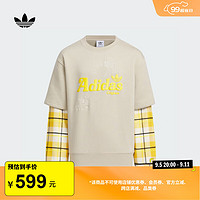 adidas花栗鼠奇奇蒂蒂印花运动卫衣男大童儿童秋冬阿迪达斯三叶草 灰褐/黄 158CM