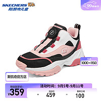 斯凯奇SKECHERS GIRLS 旋扣休闲复古靴302528L 黑色/白色/粉红色/BKWP 30码