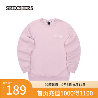 斯凯奇（Skechers）2024男女针织套头卫衣松弛感落肩L324U107 香芋粉/04QT XS