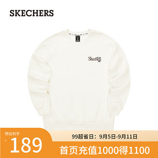 斯凯奇（Skechers）2024男女针织套头卫衣松弛感落肩L324U107 纯净白/01SV S