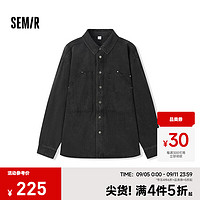 森马（Semir）长袖衬衫男2024秋季复古牛仔外套宽松工装上衣 黑灰色调00392 175/92A/L