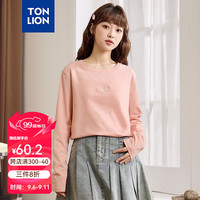 唐狮 TONLION2024早秋女爱心文字长袖t恤TB 浅桃粉 L